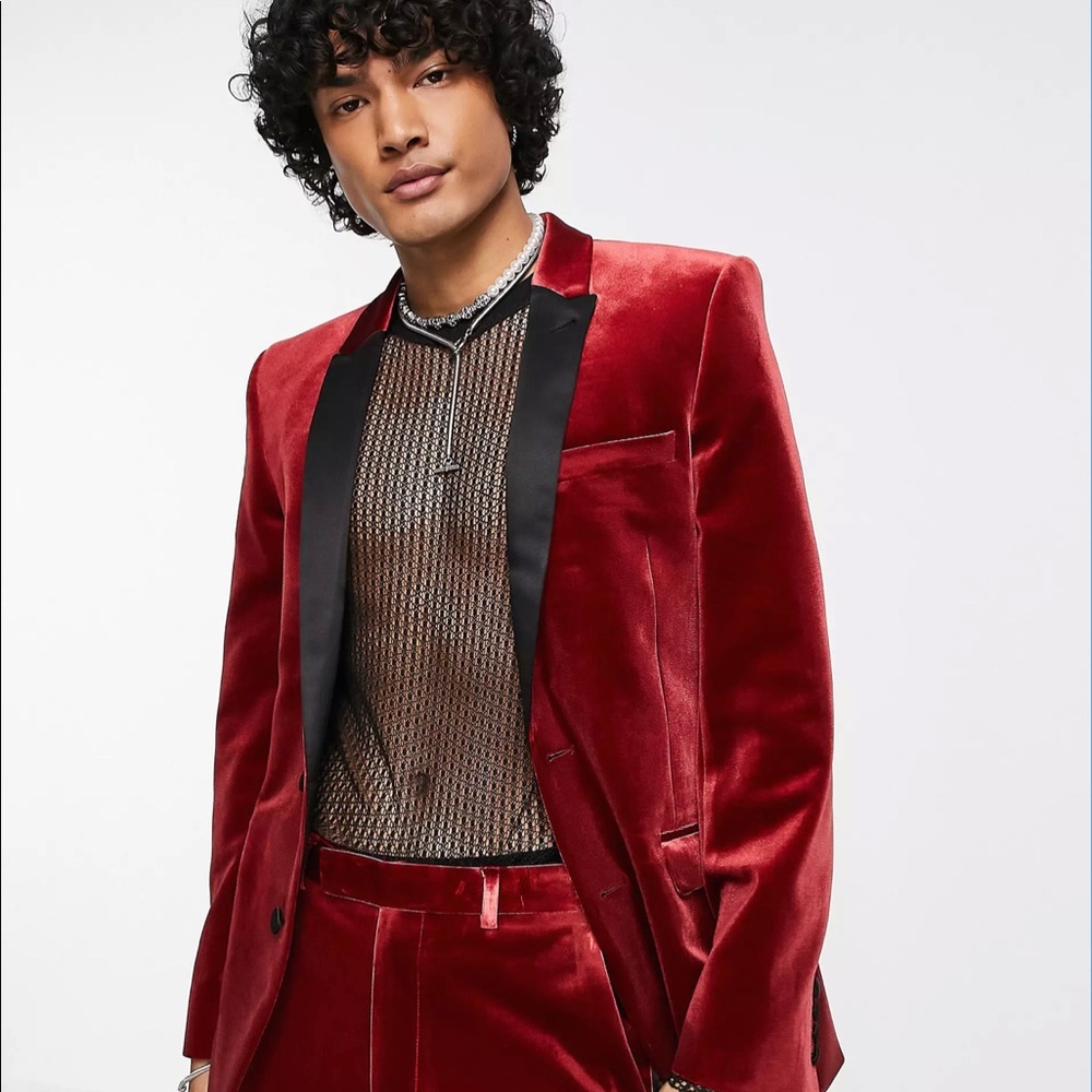 Mens ASOS Red Velvet Blazer - size 40S